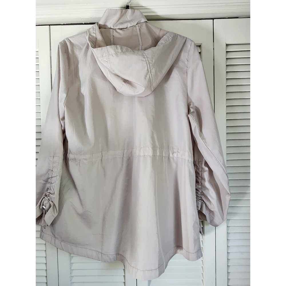 Jones New York XL Hooded Lightweight Jacket Zip Drawstring Beige Windbreaker - Picture 8 of 8